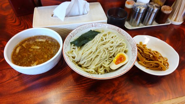 「極太つけ麺(２玉)と極太メンマ」@びんびん亭 府中店の写真