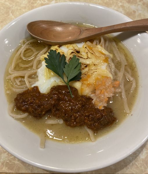 「【限定】日本一おいしいポタミートらぁ麺　１２００円」@鶏ポタラーメン THANK 大門店の写真