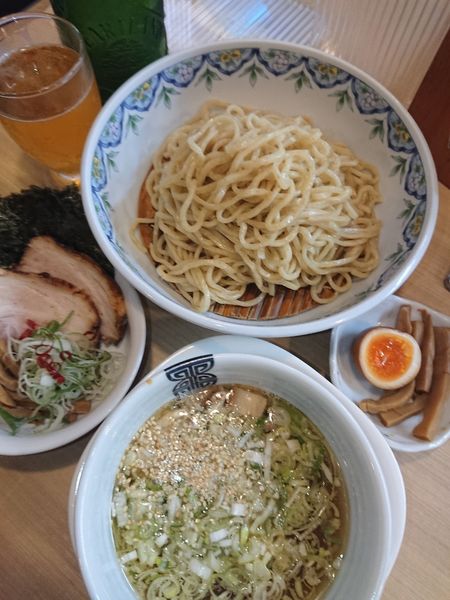 「ビール(中びん) ＋ 粟国の塩つけそば」@中華そば 多賀野の写真