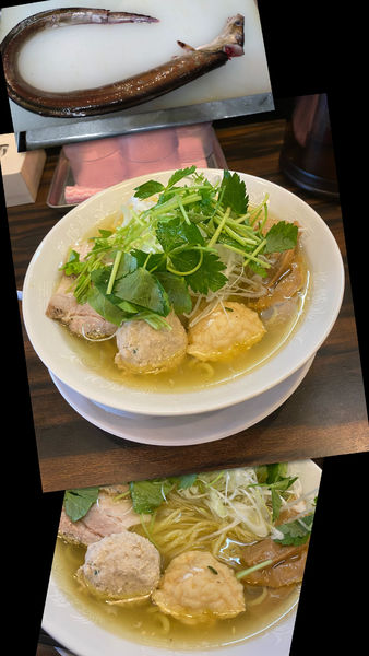 「限定・ハモ出汁のらーめん(塩で)￥1300」@稲荷屋の写真