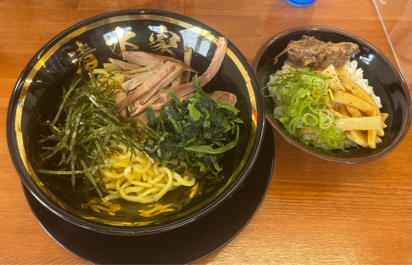 「油そば＋鶏油ホロホロ肉飯」@油そば専門 清水家 船橋店の写真