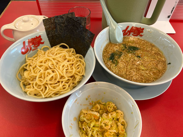 「味噌つけ麺トッピングネギ」@ラーメン山岡家 岡山奥田店の写真
