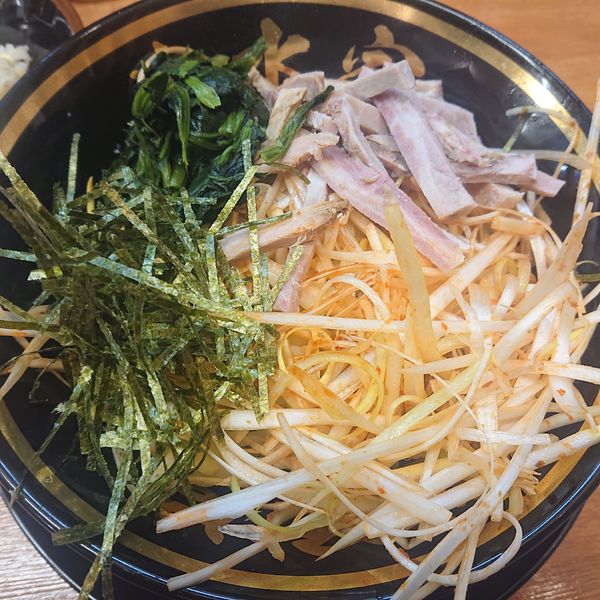 「辛ネギ油そば(無料大盛)900円、半ライス60円」@油そば専門 清水家 船橋店の写真