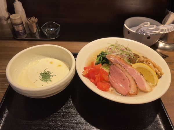 「鴨とトリュフの冷やしクリーミー和えつけそば」@鴨出汁中華蕎麦 麺屋yoshikiの写真