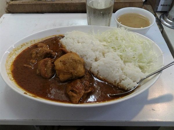 「インドチキンカレー大盛中辛(1050円)」@むさしやの写真