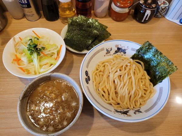 「魚介豚骨のつけ麺 並 板のり やさい」@麺処 そら亭の写真