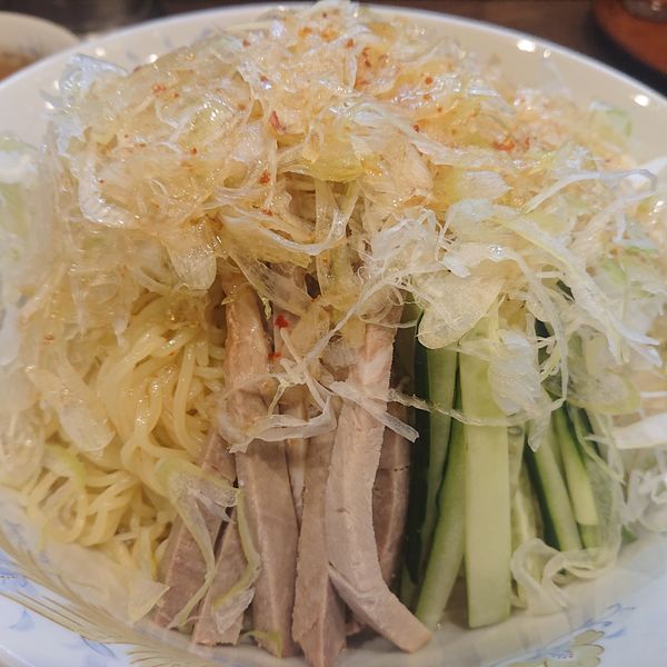 「冷やし葱そば大盛1100円葱大盛200円、スープ50円他」@鶏舎の写真