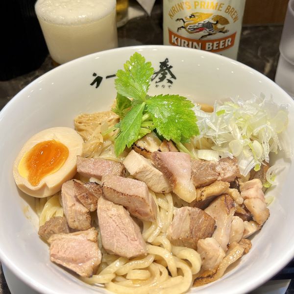 「まぜそば＋ビンビール」@ラーメン 奏の写真