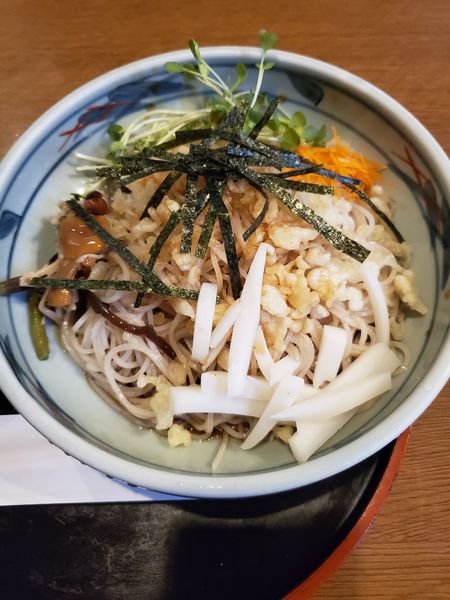 「冷やしたぬき蕎麦（自家製機械打ち麺）」@手打ちそば 座間やぶ久の写真