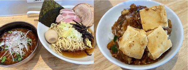 「麻婆豆腐つけそば 1100円 ＋ 白ごはん 100円」@中華そば ひしおの写真