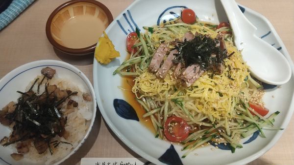 「【限定】冷し中華+焼き豚ごはん・小(¥950+100)」@与ろゐ屋の写真