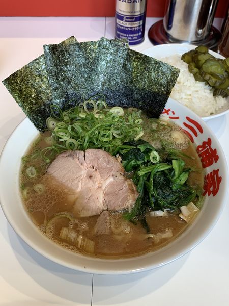 「ラーメン 九条ネギ ライス」@ラーメン 三浦家の写真