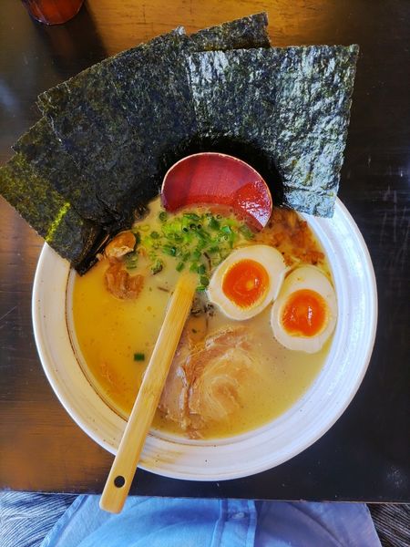 「チャーシューそば+煮玉子+のり増し  ﾒﾝﾏ抜き」@鶏そばや 竜神洞の写真