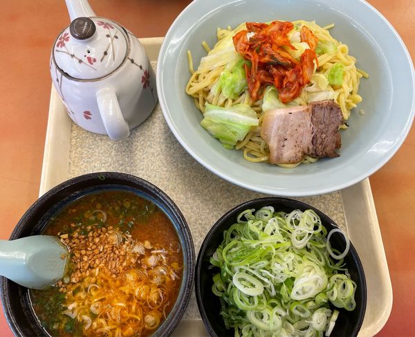 「旨辛スタミナつけ麺中盛薬味ネギトッピ」@ラーメン山岡家 相模原店の写真