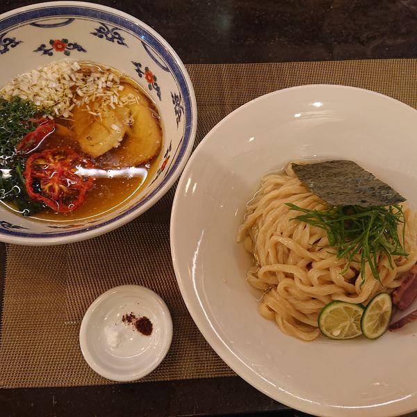 「もち麦つけ麺420g1400円、プレモル500円」@MENSHOの写真