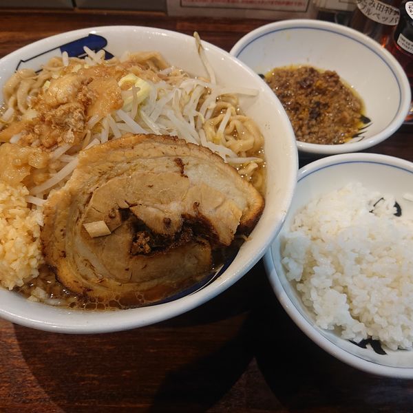 「雷そば大1000円、カレー挽き肉150円、小ライス100円他」@雷 北松戸本店の写真