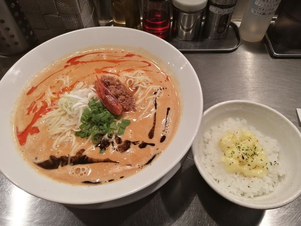 「海老寿久担々麺　(リゾット付き)　1000円」@麺屋 愛心 TOKYO 町屋店の写真