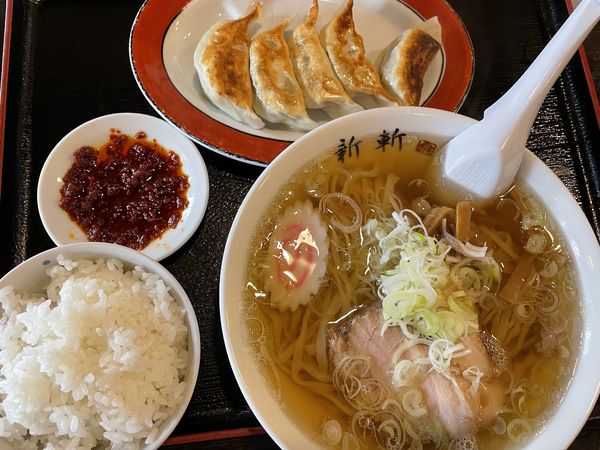 「餃子セット940円+辛子味噌50円」@さのらーめん しんざんの写真