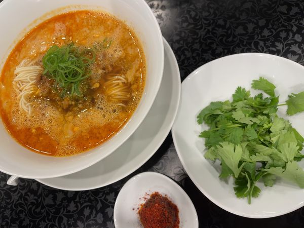 「担々麺1000円＋パクチー 150円＋麻辣醤50円」@創作麺工房 鳴龍の写真
