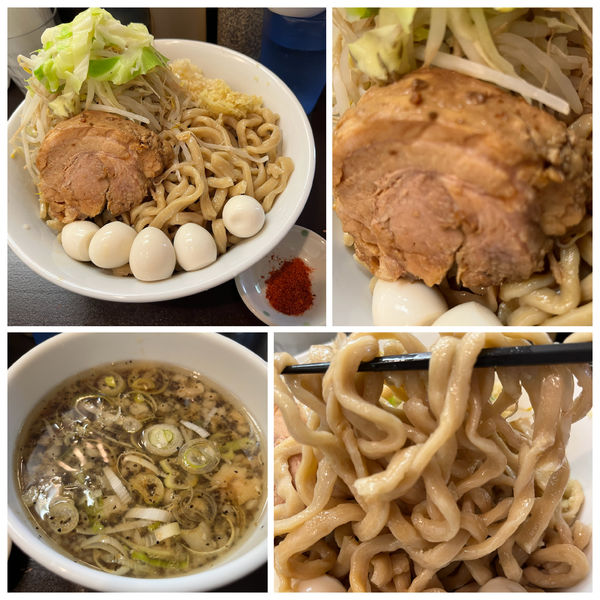 「つけめん900円うずら100円ニンニクショウガ火の粉」@自家製麺 まさき（非乳化） 2号店の写真