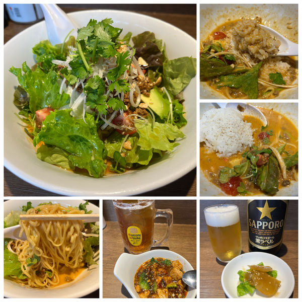 「【季節限定】冷やしサラダ坦々麺 980円飯割り付紹興酒etc」@雲呑麺のお店 おんわの写真