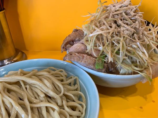 「シークワーサーつけ麺　ニンニクマシマシアブラ　生姜　葱　和風BB」@ラーメン二郎 八王子野猿街道店2の写真