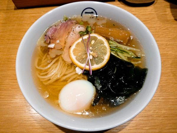 「【限定】冷やし温玉イリコそば」@中華そば 二階堂の写真