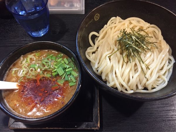 「海老辛つけ麺　中盛り」@麺家 あべの 神宮前の写真