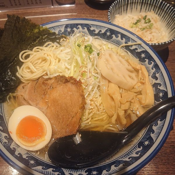 「ひのでやラーメンセット(無料大盛)1200円」@和風楽麺 四代目 ひのでやの写真