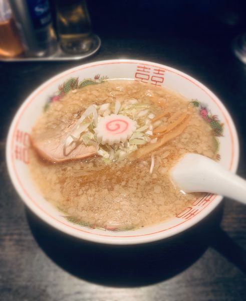 「【朝ラー】鶏ガラ背脂（￥500）」@江戸前煮干中華そば きみはん 五反田店の写真