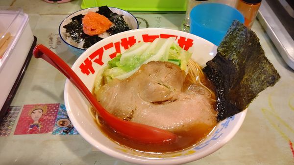 「朝ラー醤油５００円（魚介煮干し変更）&ノリ明太ごはん１００円」@ハイデン.コッコFACTORYサマンサ・タマサの写真