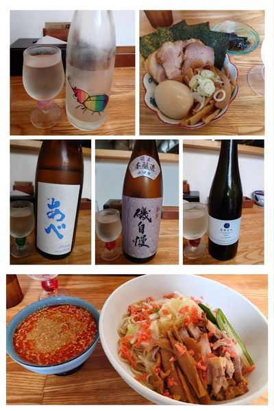 「期間限定 冷やし辛つけそば+特製トッピング+プレミアム日本酒」@中華そば専門 とんちぼの写真