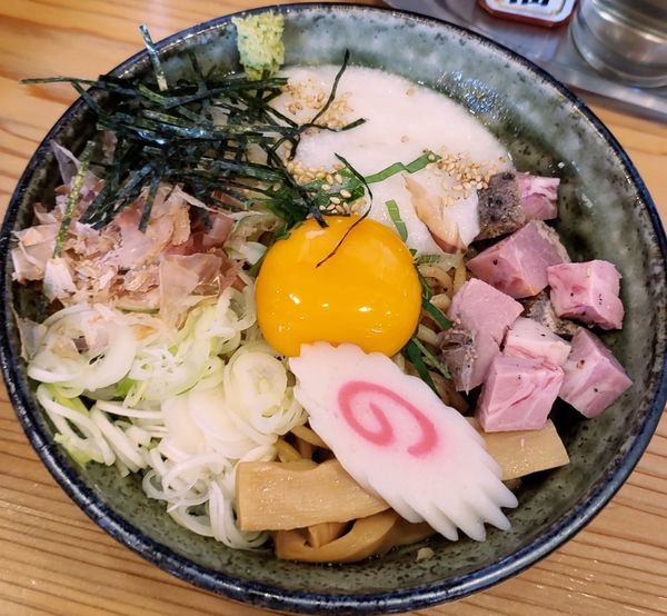 「【限定】とろろまぜそば（ライス付き）９５０円」@中華ソバ ハマダヤ 50号バイパス店の写真