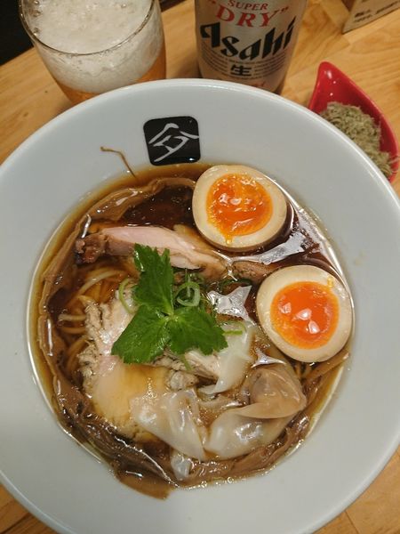 「スーパードライ小瓶＋特製鶏の中華そば＋トロロ昆布」@中華そば 髙野の写真