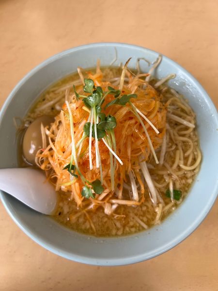 「ねぎみそ（煮たまごトッピング）」@くるまやラーメン 箕輪店の写真
