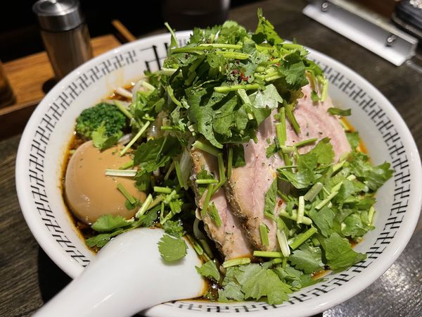 「特製スパイスラー麺（パクチートッピング）」@スパイス・ラー麺 卍力の写真