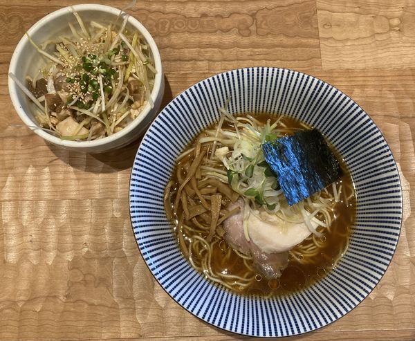 「中華そば+白ねぎ+ねぎ豚丼」@麺屋つむぎの写真
