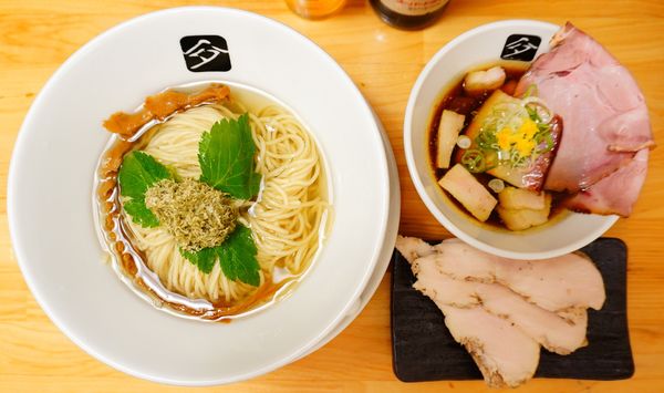 「特製豚つけ蕎麦＋鶏チャーシュー＋スーパードライ小瓶」@中華そば 髙野の写真