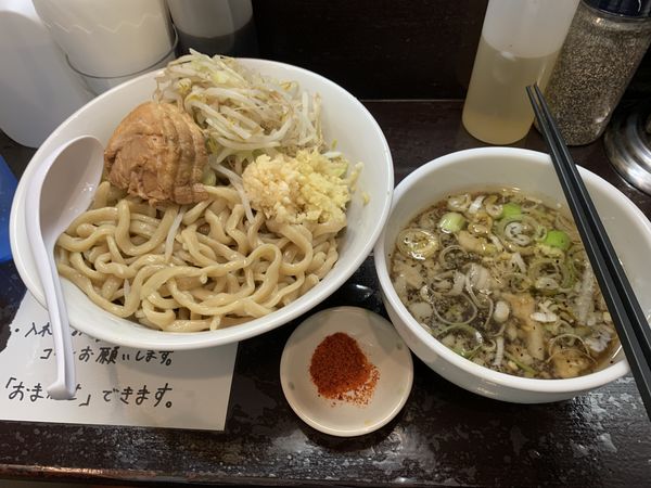 「つけ麺＋野菜少な目+にんにく・しょうが・火の粉（別）900円」@自家製麺 まさき（非乳化） 2号店の写真