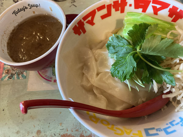 「つけ麺(並盛)＋空ワンタン＋朝メシ(のり明太ご飯)」@ハイデン.コッコFACTORYサマンサ・タマサの写真
