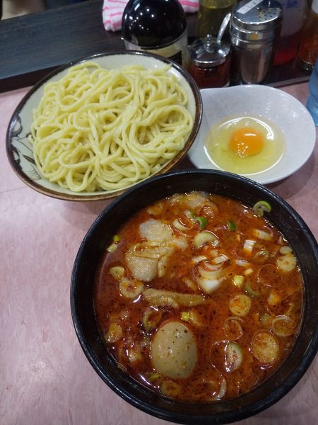 「もりそば(並)800円(麺カタメ)担々60円生玉子50円」@所沢大勝軒の写真