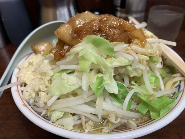 「ミニらーめん+野菜・ニンニク・アブラ　650円」@ラーメン二郎 めじろ台店の写真
