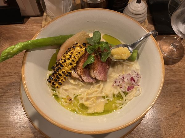 「限定冷やしとうもろこしラーメンラズベリーとの共演」@海老丸らーめんの写真