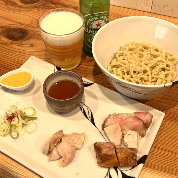 「あぶらそば＋得肉三昧＋ビール」@らーめん かねかつの写真