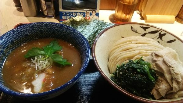 「鶴嶺峰つけ麺（幕内） 800円＋のり（5枚） 100円」@らー麺土俵 鶴嶺峰の写真