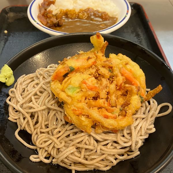 「ミニカレーセット冷(かき揚げ)680円」@菜の花そば ペリエ西船橋店の写真