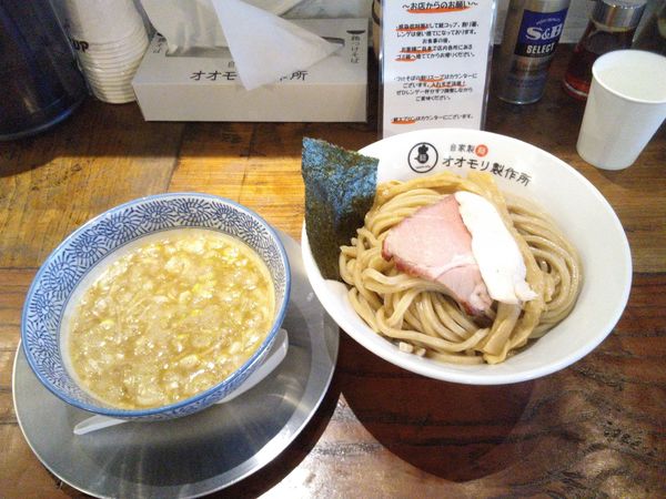 「鶏つけそば中950円」@自家製麺 オオモリ製作所の写真