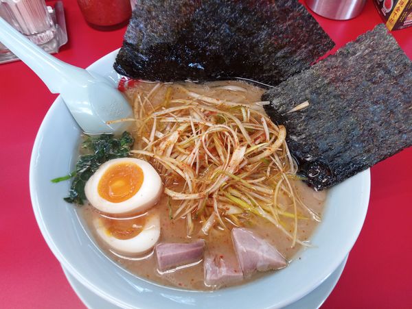 「ピリ辛ネギラーメン醤油790円、JAFで味玉120円が無料」@ラーメン山岡家 四日市塩浜店の写真