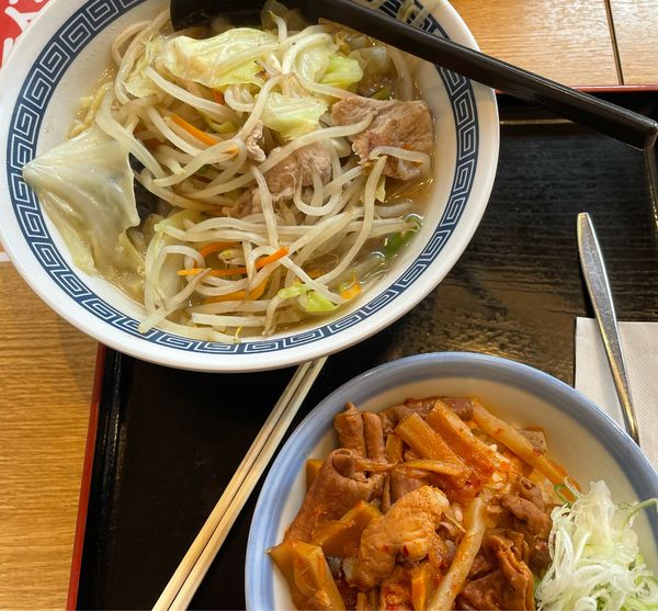 「タンメン　　小赤パンチ丼」@山田うどん 相模原中央店の写真