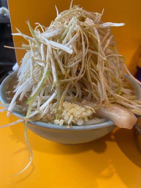 「小ラーメン野菜ニンニクアブラ生卵、ネギ　850+50+150」@ラーメン二郎 八王子野猿街道店2の写真